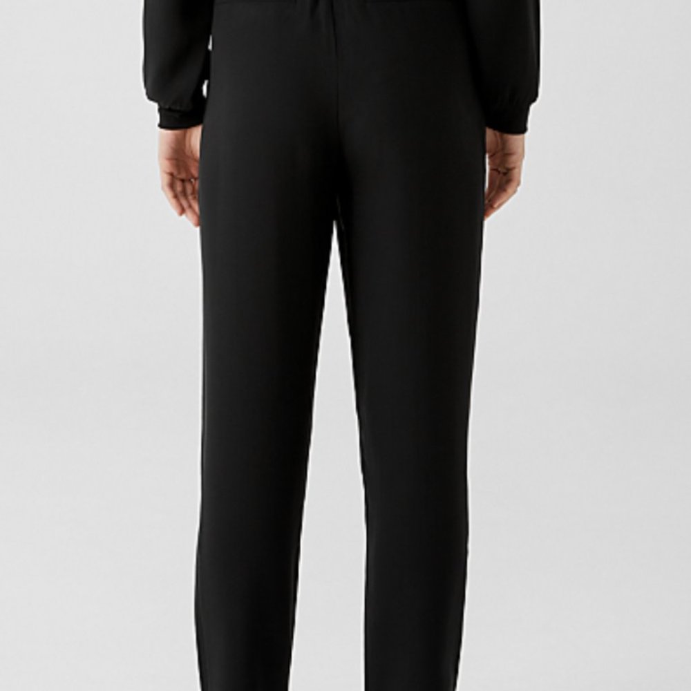 NWT Eileen Fisher100% Organic Silk Black Pants Pleated Waist Size 14